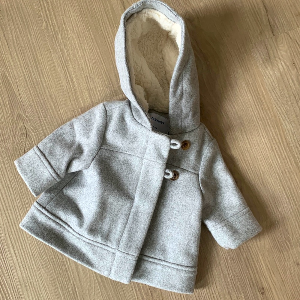 Old Navy Gray Pea Coat. Size 0-3 mos
